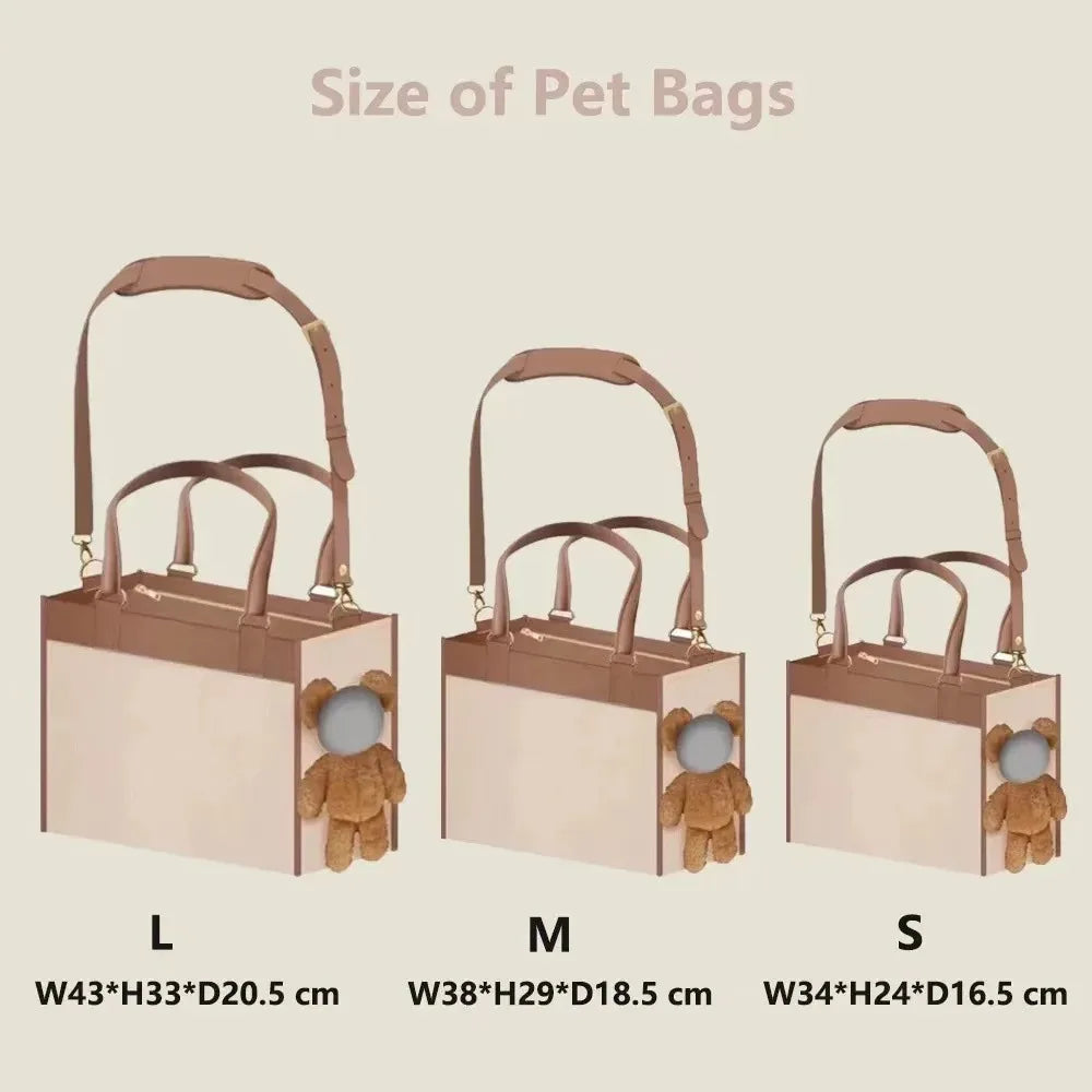 Creative Pet Carry Bag Large Capacity Outdoor One-Shoulder Tilt Straddle Tote Cat Bag Small Dog Brown Bear Bag