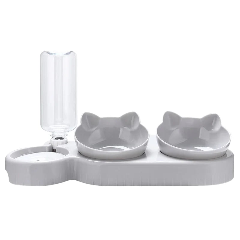 3 in 1 Automatic Cat Feeder with Water Dispenser Double Bowl