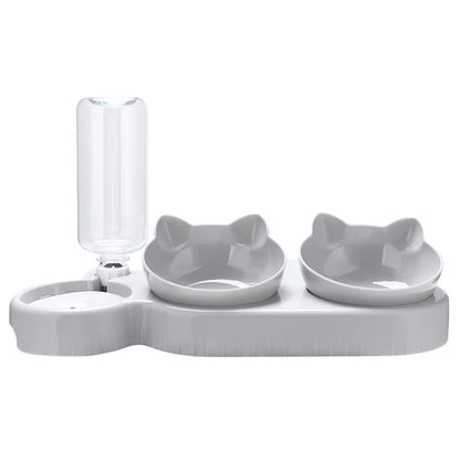 3 in 1 Automatic Cat Feeder with Water Dispenser Double Bowl