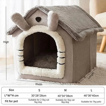 Indoor Warm Soft Pet House Bed for Dogs Cats