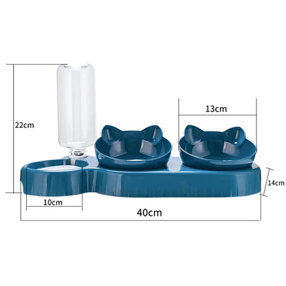 3 in 1 Automatic Cat Feeder with Water Dispenser Double Bowl
