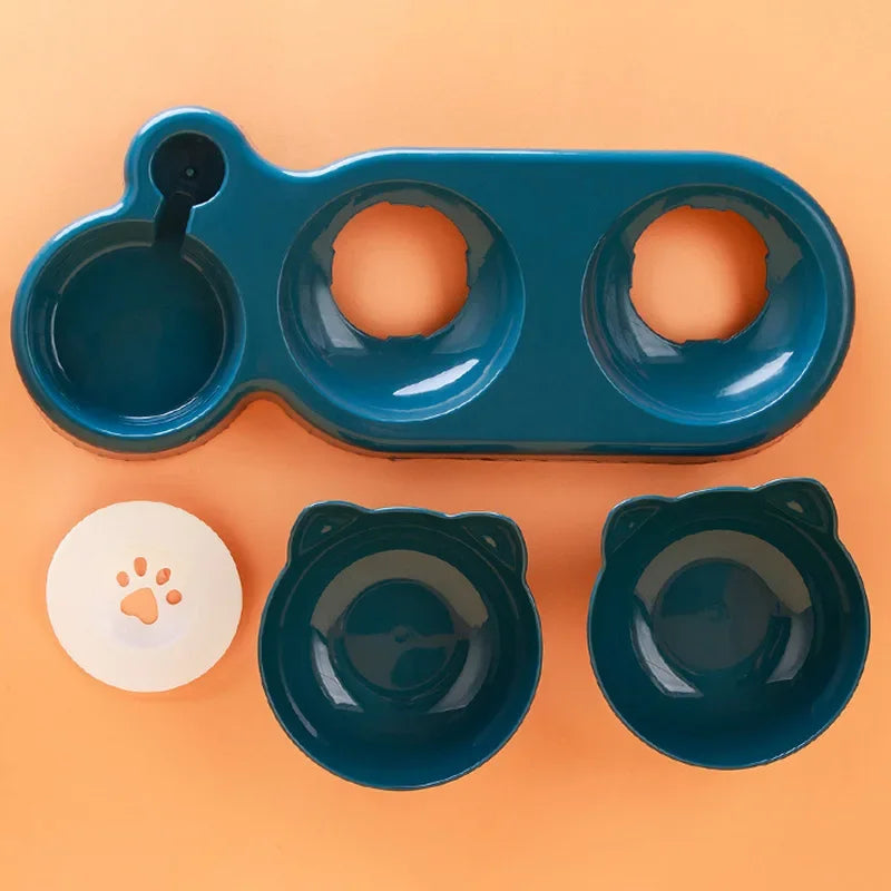 3 in 1 Automatic Cat Feeder with Water Dispenser Double Bowl
