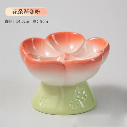 High Foot Ceramic Slow Feeder Bowl for Cats and Small Dogs