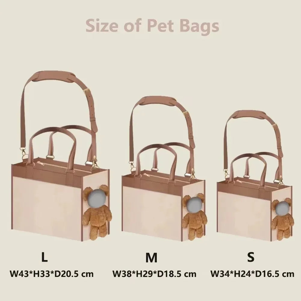 Creative Pet Carry Bag Large Capacity Outdoor One-Shoulder Tilt Straddle Tote Cat Bag Small Dog Brown Bear Bag