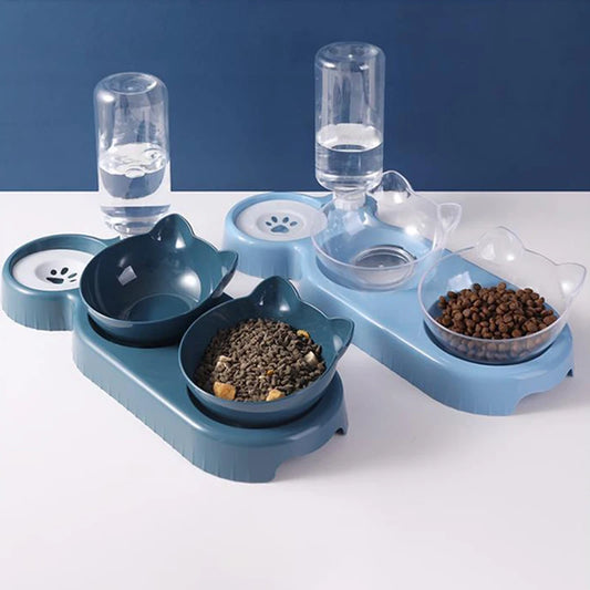 3 in 1 Automatic Cat Feeder with Water Dispenser Double Bowl