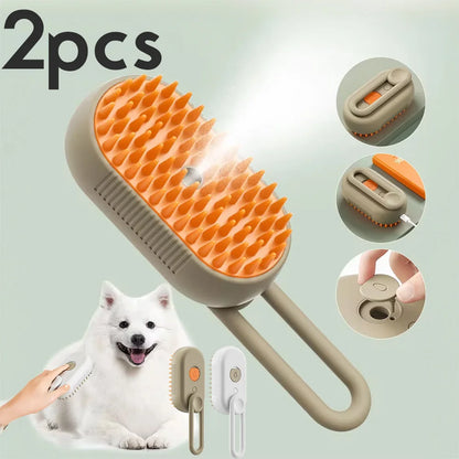 3 in 1 Steam Pet Brush for Grooming Dogs Cats