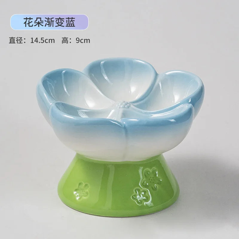 High Foot Ceramic Slow Feeder Bowl for Cats and Small Dogs