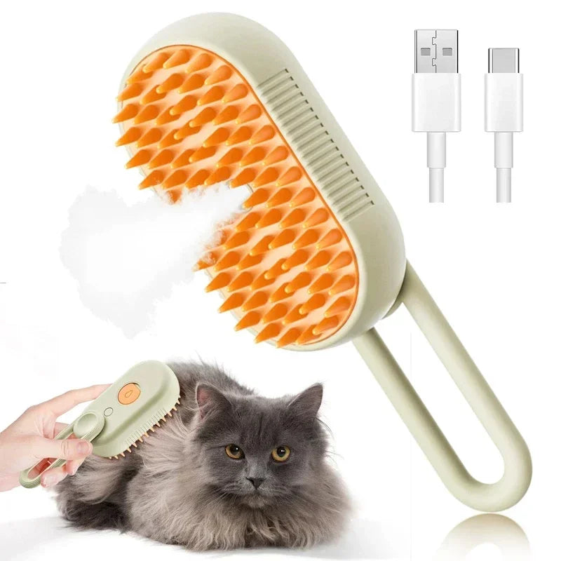 3 in 1 Steam Pet Brush for Grooming Dogs Cats