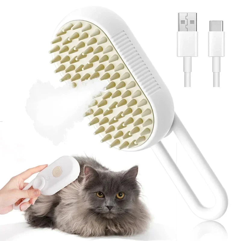 3 in 1 Steam Pet Brush for Grooming Dogs Cats