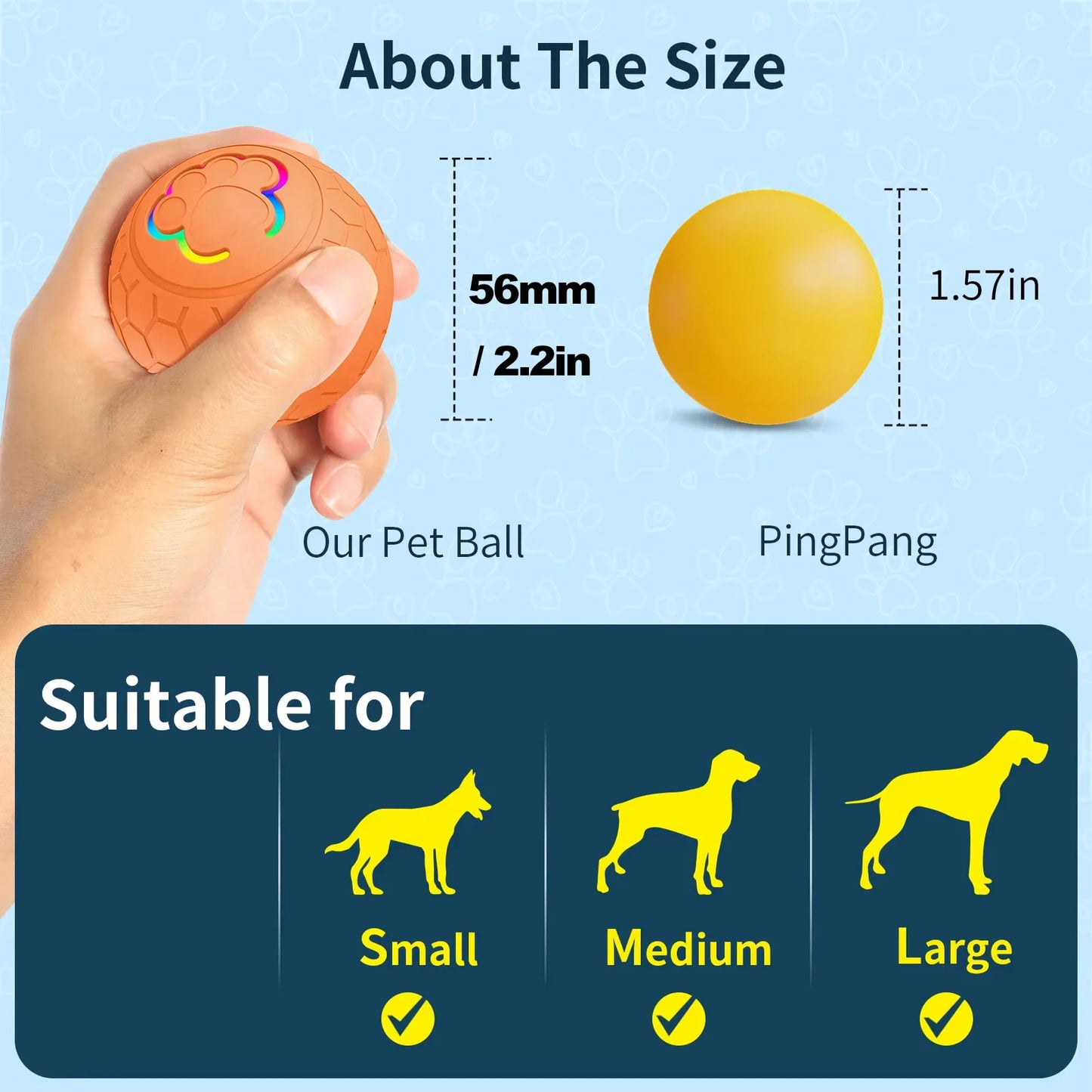 Smart Electronic Interactive Dog Ball Toy with RGB Lights