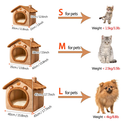 Foldable Washable Pet House Bed for Small Dogs Cats
