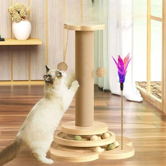 Cat Climbing Frame with Scratching Post and Teaser Toy