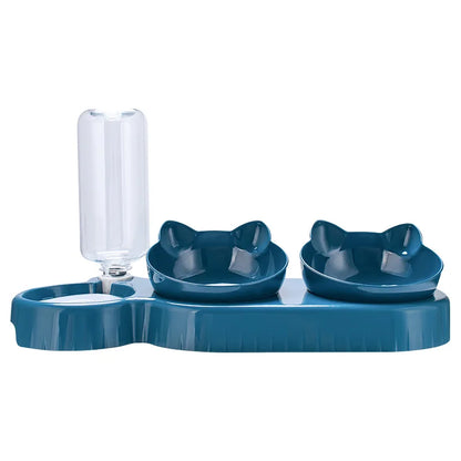 3 in 1 Automatic Cat Feeder with Water Dispenser Double Bowl