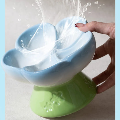 High Foot Ceramic Slow Feeder Bowl for Cats and Small Dogs